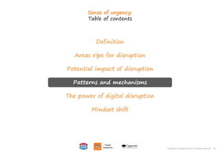 24Copyright © Capgemini 2015. All Rights Reserved
Definition
Areas ripe for disruption
Potential impact of disruption
Patterns and mechanisms
The power of digital disruption
Mindset shift
Sense of urgency:
Table of contents
24Copyright © Capgemini 2015. All Rights Reserved
 