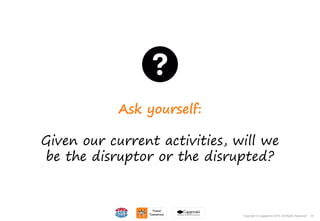 33Copyright © Capgemini 2015. All Rights Reserved
Ask yourself:
Given our current activities, will we
be the disruptor or the disrupted?
33Copyright © Capgemini 2015. All Rights Reserved
 