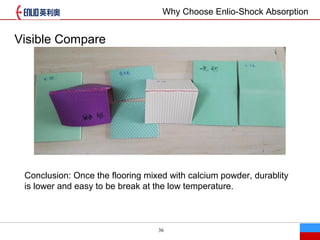 36
Visible Compare
Conclusion: Once the flooring mixed with calcium powder, durablity
is lower and easy to be break at the low temperature.
Why Choose Enlio-Shock Absorption
 