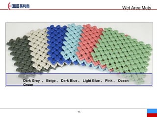 75
Dark Grey  Beige  Dark Blue  Light Blue  Pink  Ocean
Green
Wet Area Mats
 