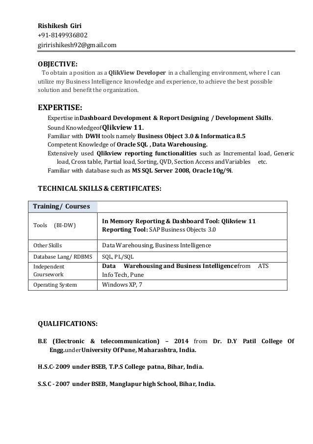 rishi resume qlikview developer