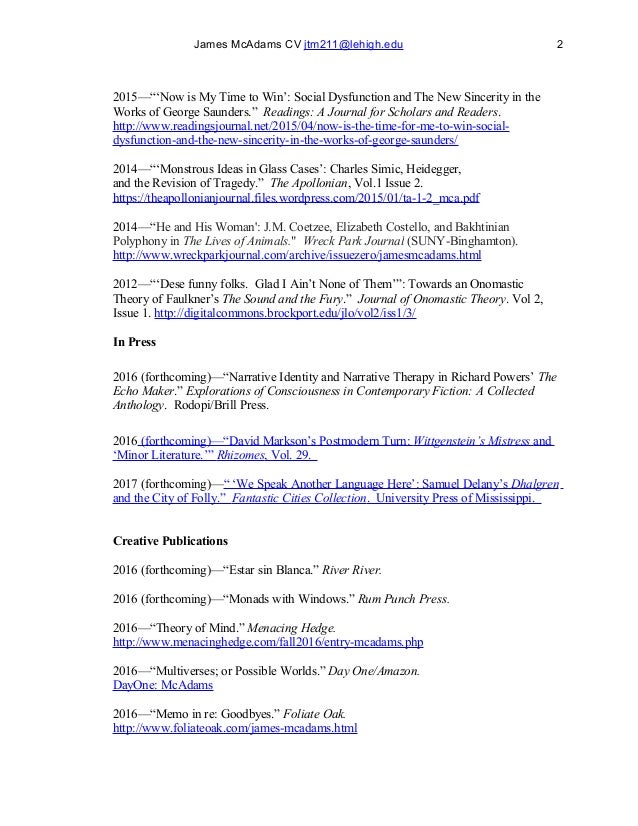 James Mcadams Cv
