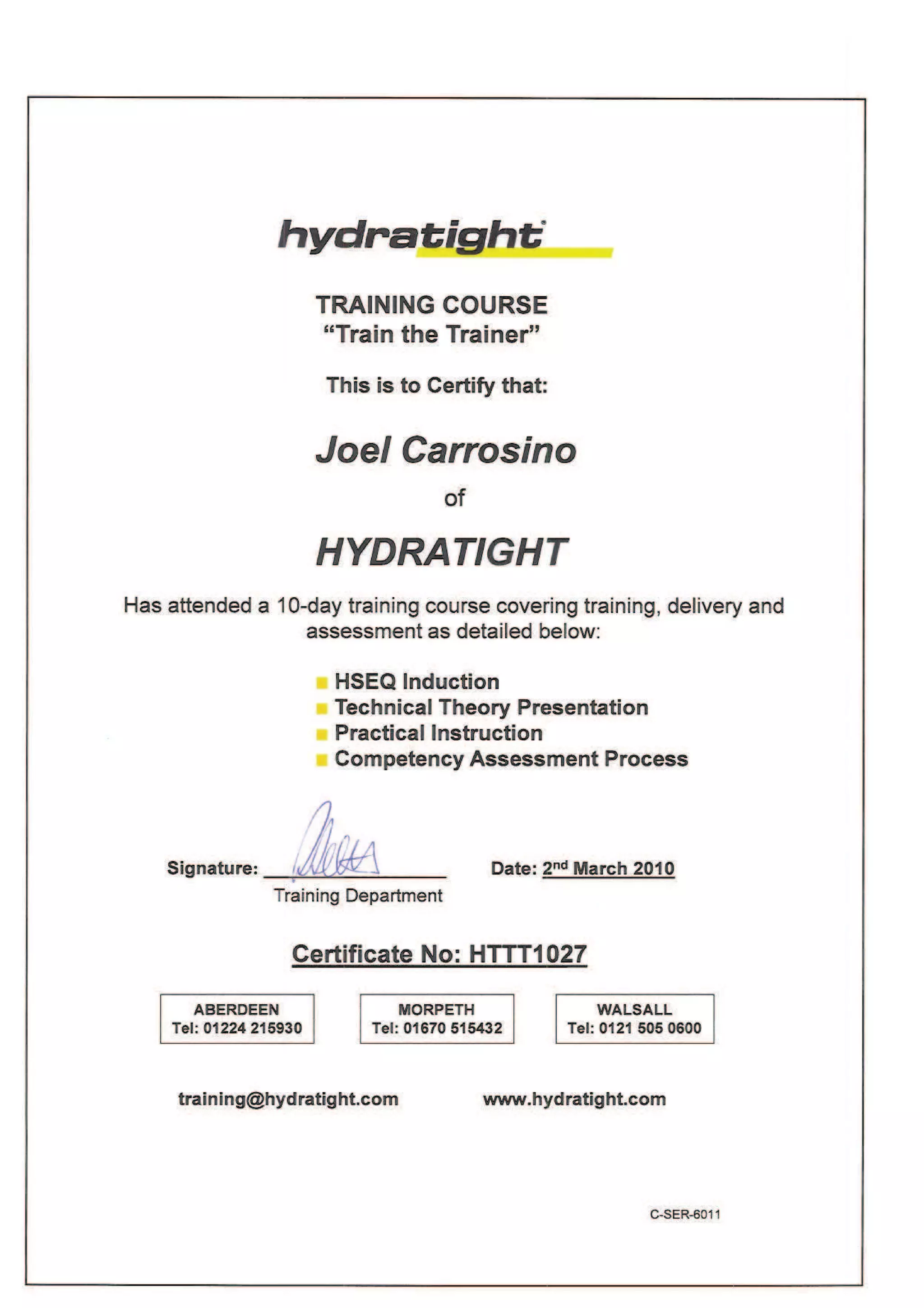 Certificate Train the Trainer | PDF