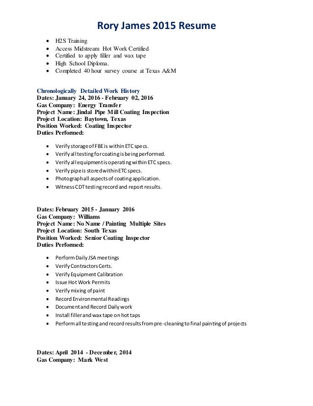 resume dates of employment