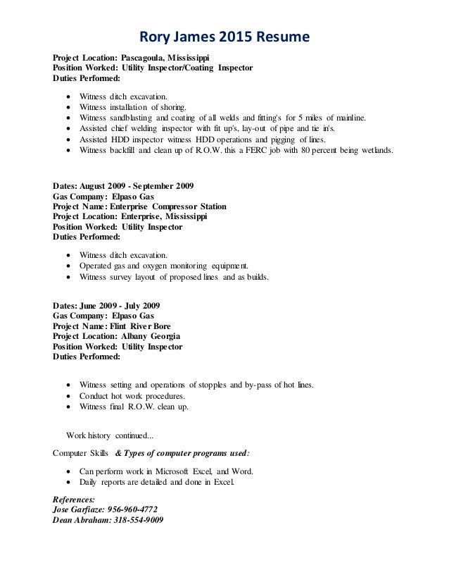 rory james 2015 resume