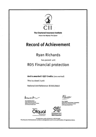 Richards R - Cii R05 Certificate - 09.05.14