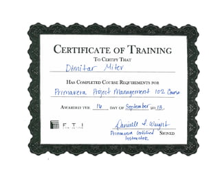 Certifificate of Training DM