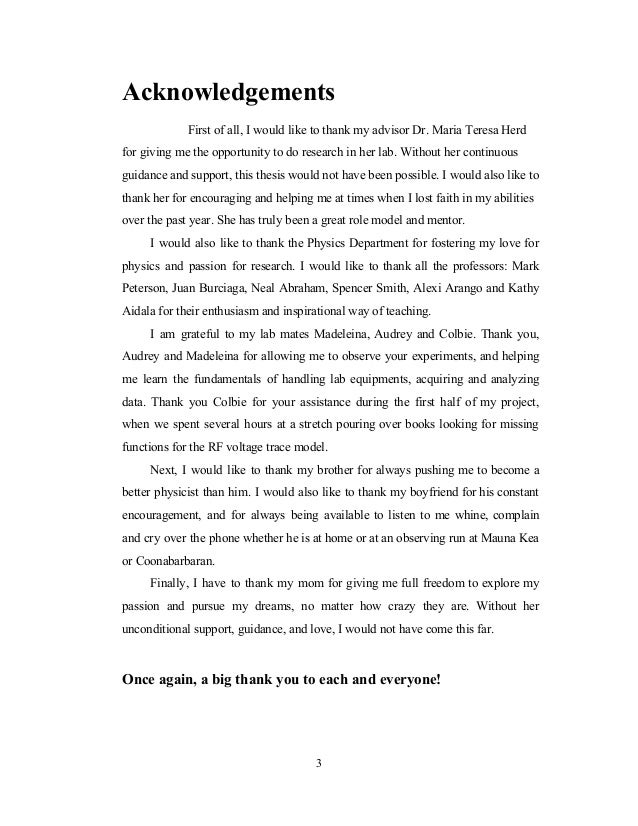 Student acknowledgement for thesis picture