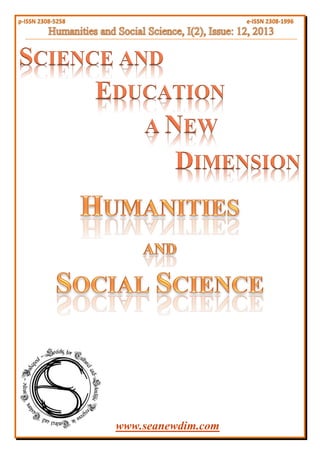 SCIENCE and EDUCATION a NEW DIMENSION HUMANITIES and SOCIAL SCIENCE Issue 12