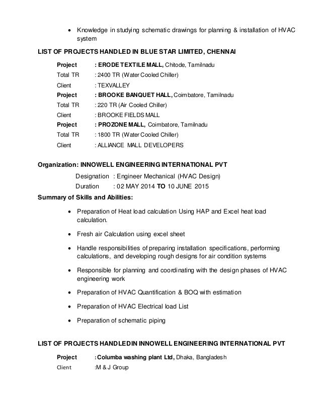 HVAC Engineer Resume