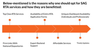 What Is Rta Insurance SAG RTA: Most Important Choice of Investors and Mutual Fund Houses | PDF