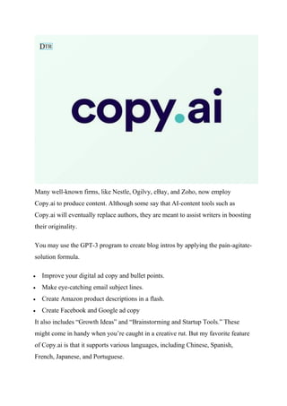 7 Best AI Copy-writing Tools in 2022 | PDF