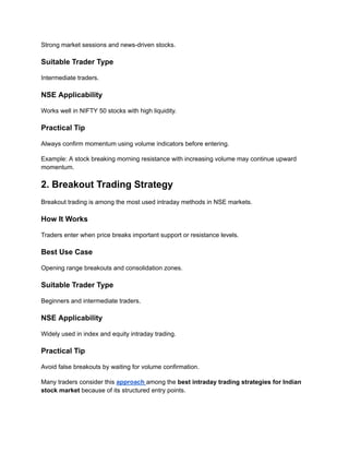 7 Best Intraday Trading Strategies for Indian Stock Market in 2026 | PDF