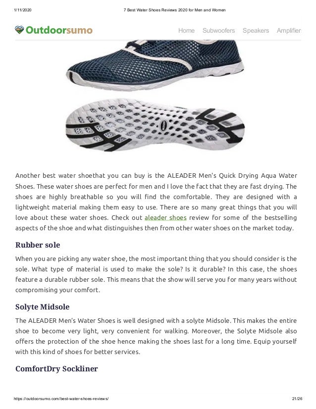 aleader men's quick drying aqua water shoe