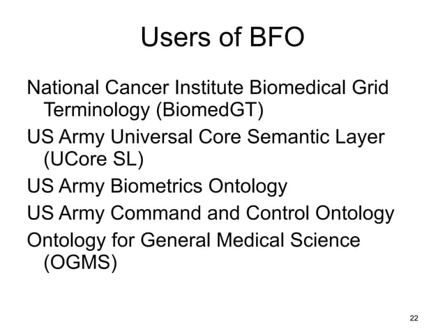 Basic Formal Ontology: A Common Standard | PPT