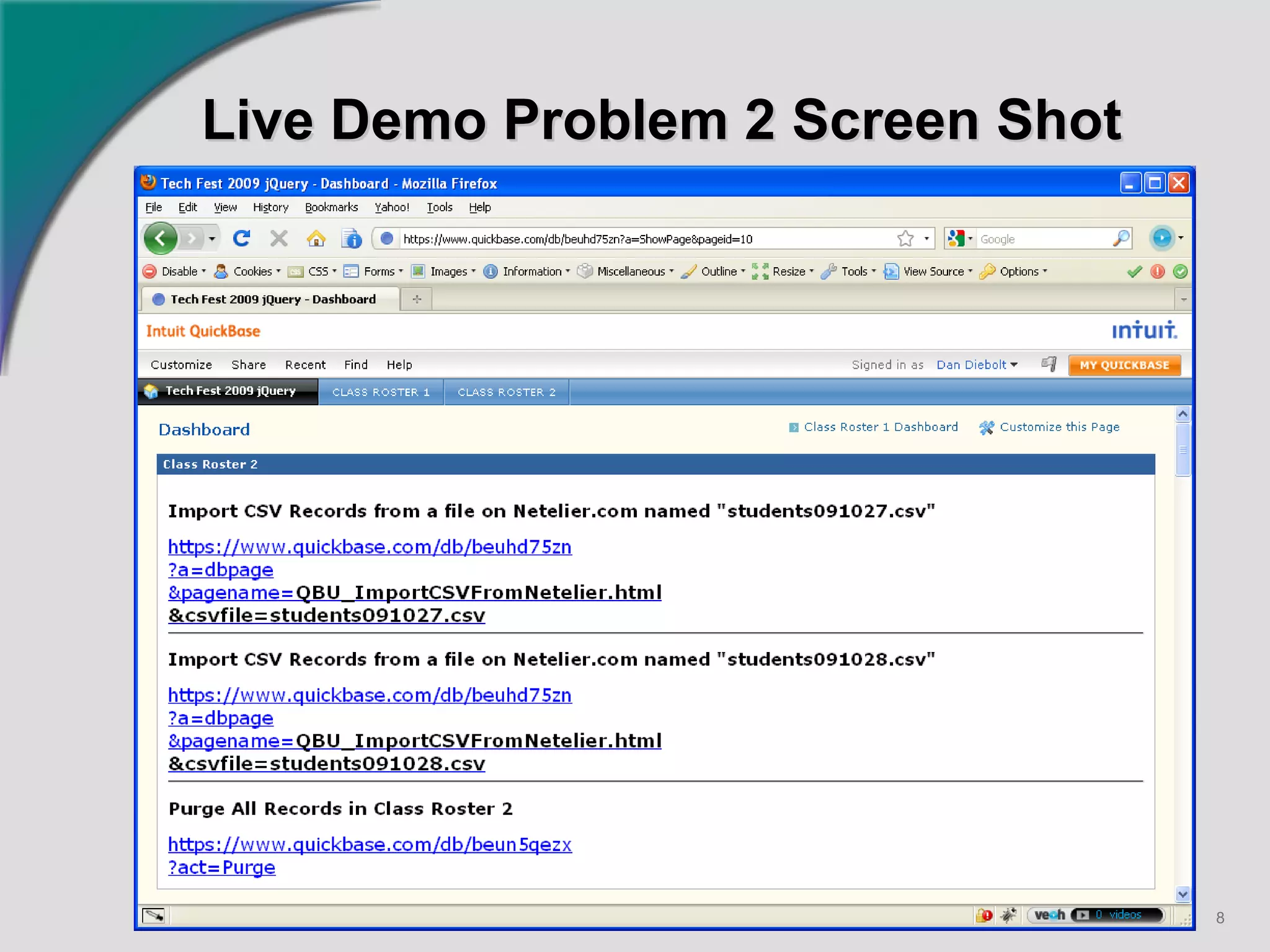 Live Demo Problem 2 Screen Shot   