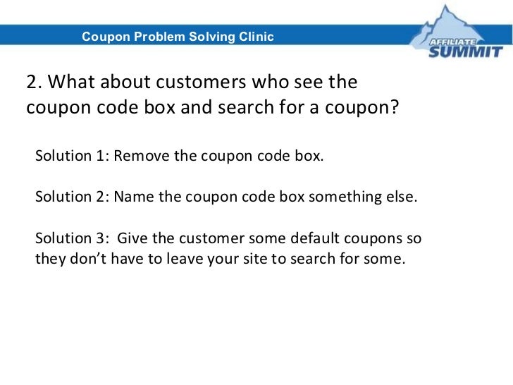 Coupon Problem Solving Clinic
