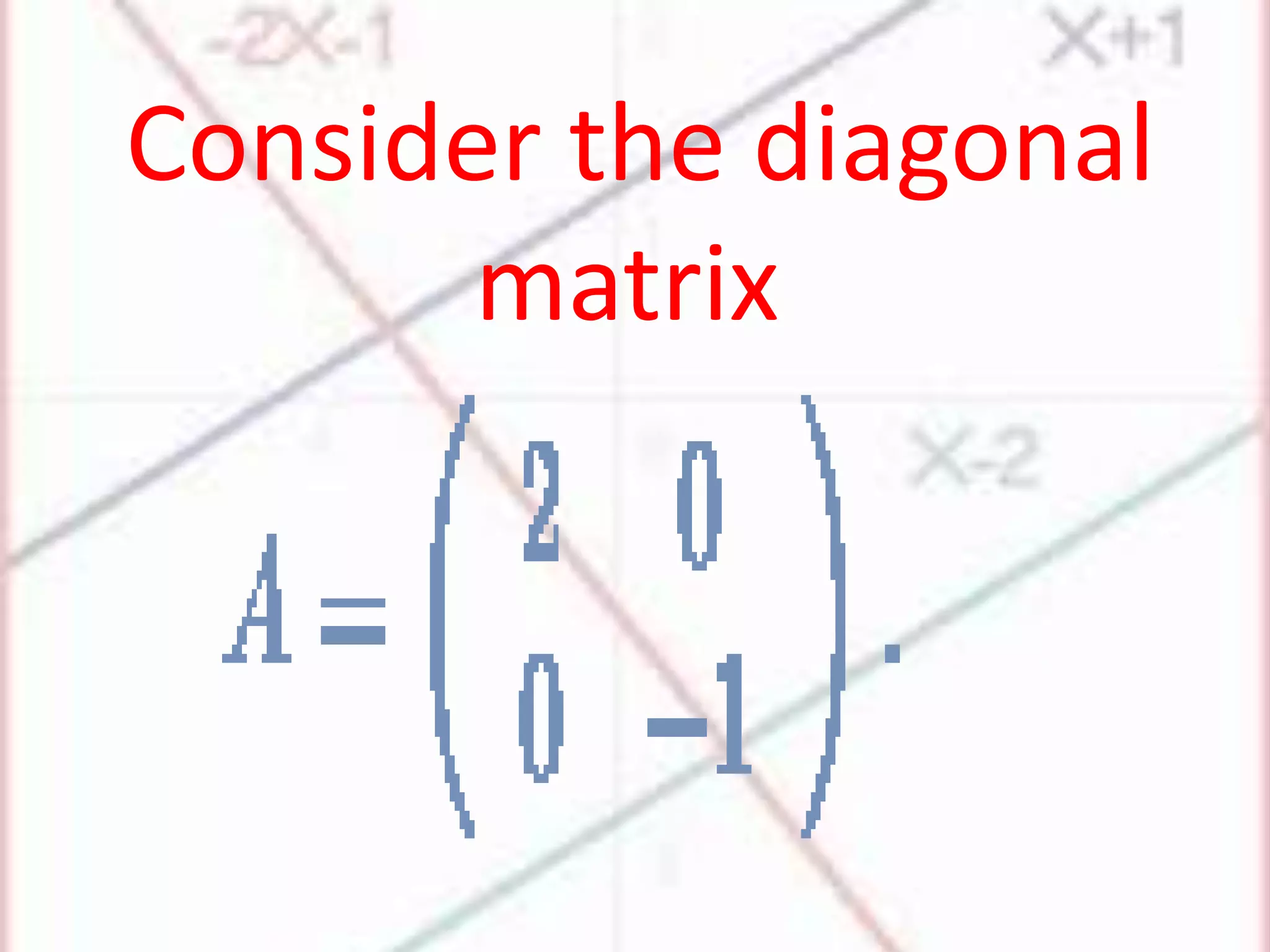 Consider the diagonal
matrix
 