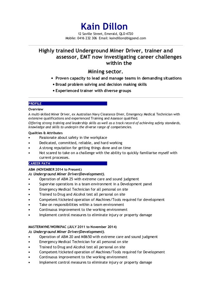 Dive master resume