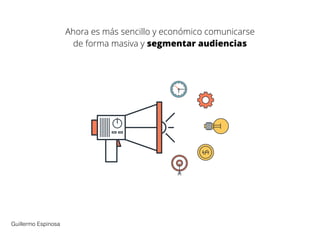 Ahora es más sencillo y económico comunicarse
de forma masiva y segmentar audiencias
Guillermo Espinosa
 