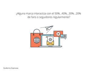 ¿Alguna marca interactúa con el 50%…40%…30%…20%
de fans o seguidores regularmente?
Guillermo Espinosa
 