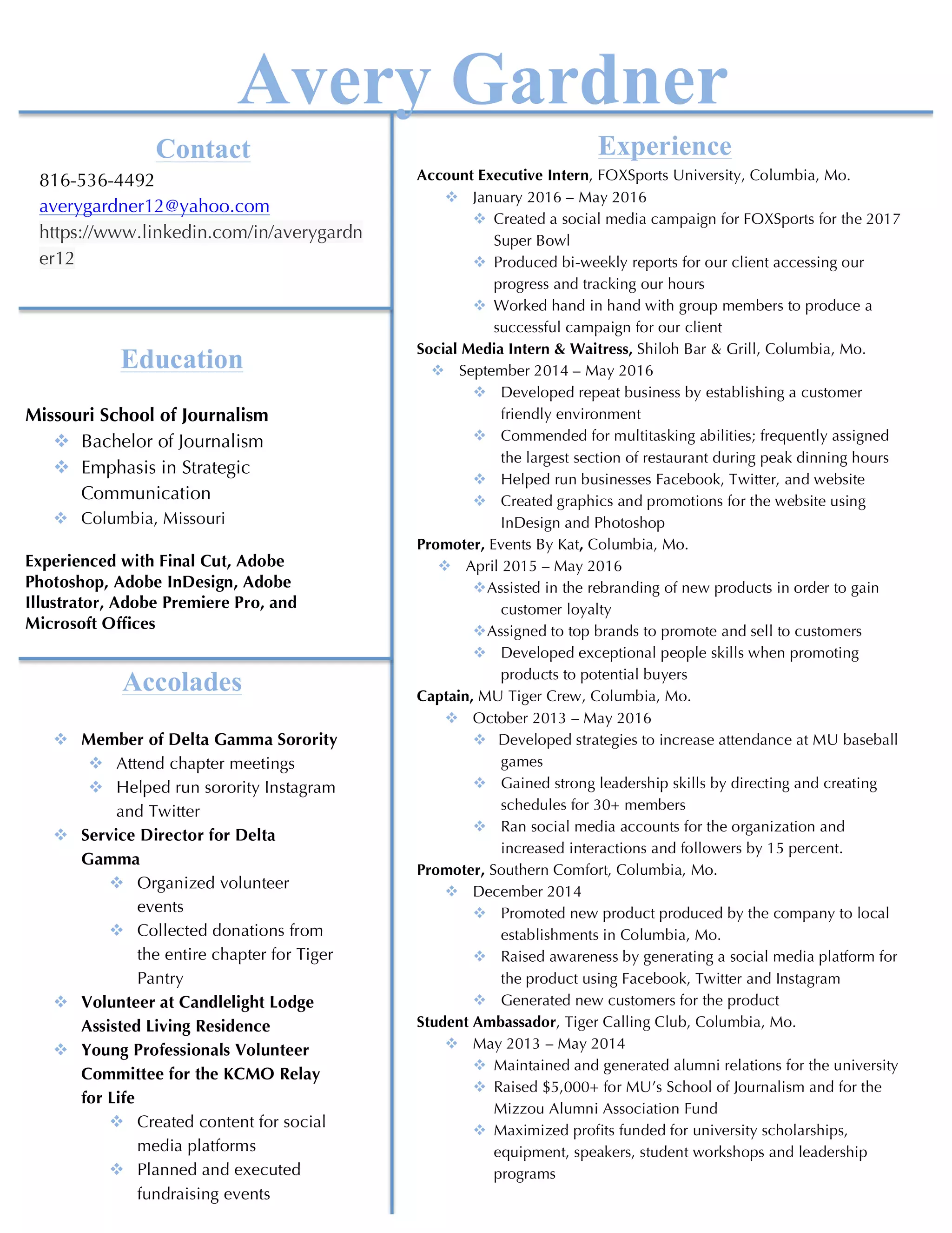 Avery Gardner Resume | PDF