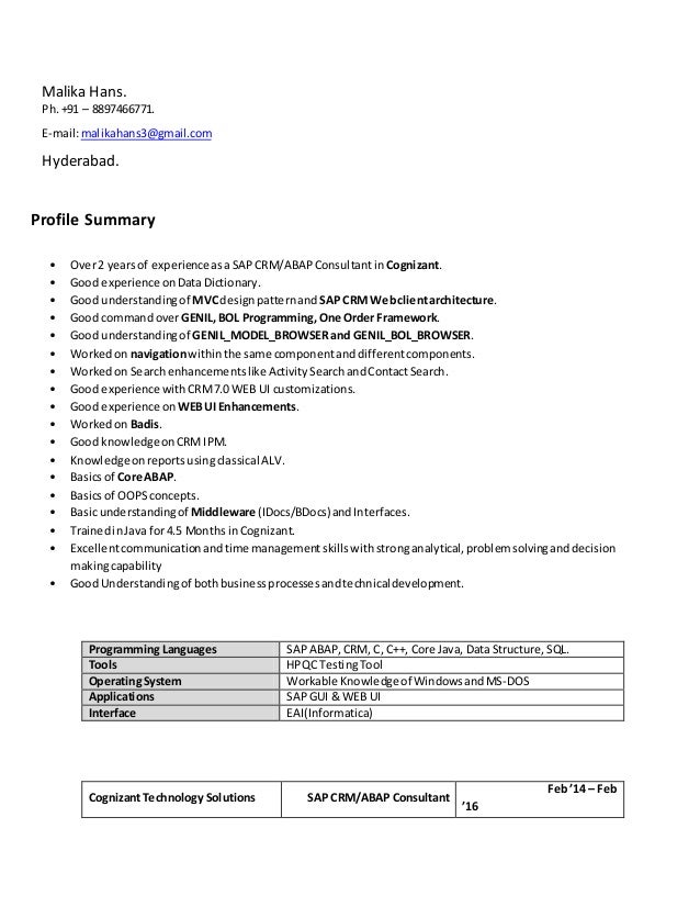 resume abap crm programmer analyst resume examples