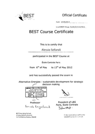 Best Course Certificate B. e N.