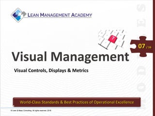 © Lean & Mean Consulting. All rights reserved. 2015© Lean & Mean Consulting. All rights reserved. 2016
07/ 16
Visual Management
Visual Controls, Displays & Metrics
World-Class Standards & Best Practices of Operational Excellence
 