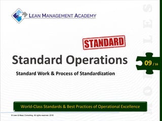 © Lean & Mean Consulting. All rights reserved. 2015© Lean & Mean Consulting. All rights reserved. 2016
09/ 16Standard Operations
Standard Work & Process of Standardization
World-Class Standards & Best Practices of Operational Excellence
 