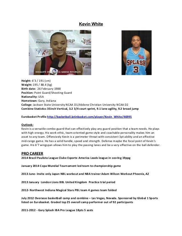 kevin white player profile 2014 15