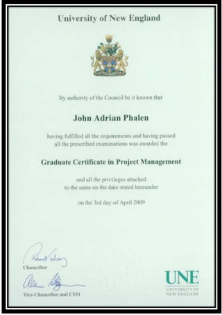 Graduate Certificate in Project Management University of New England.doc