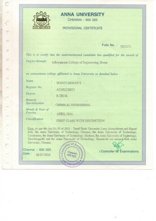 Scanned certificates.