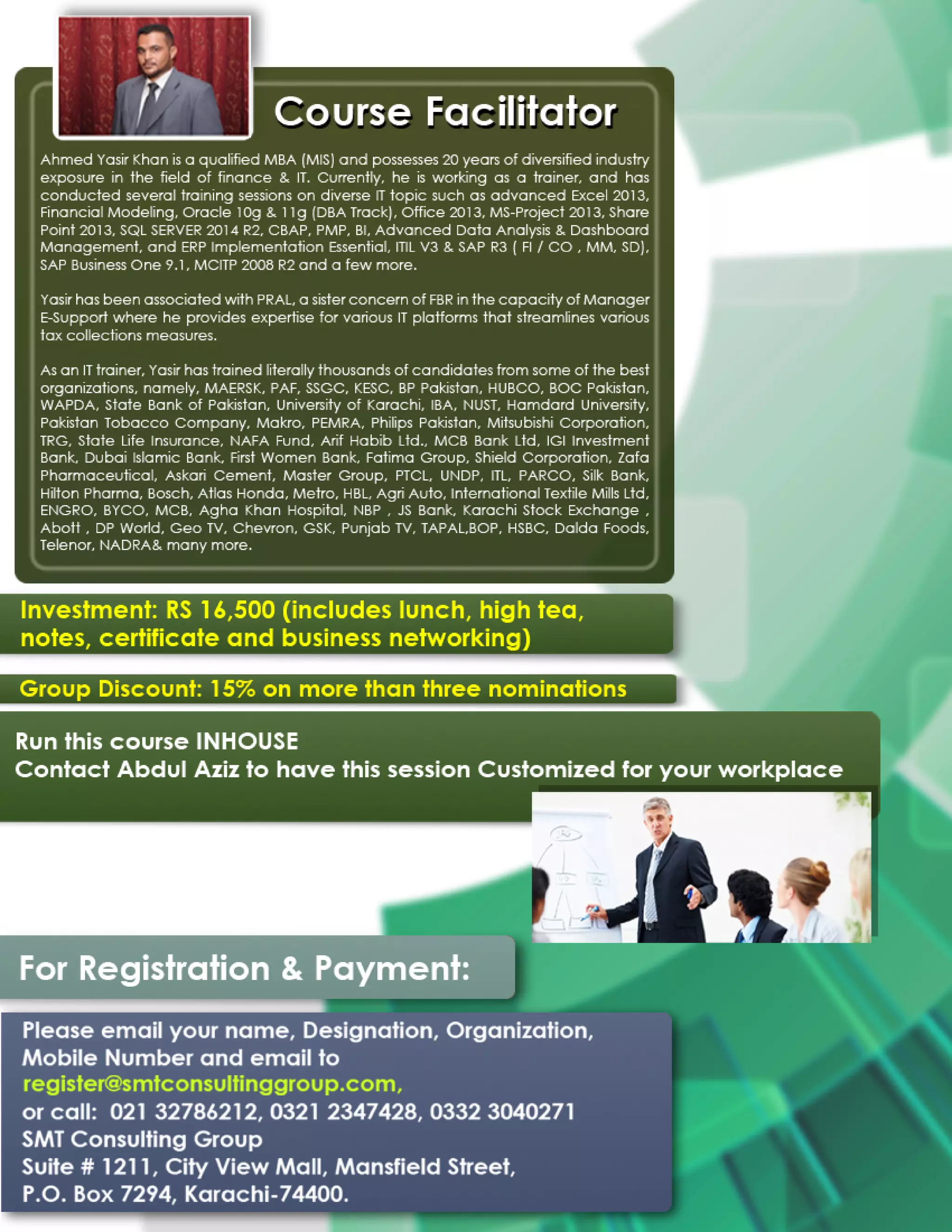 One Day Workshop Advanced Excel Tips & Tricks SMT Consulting Group