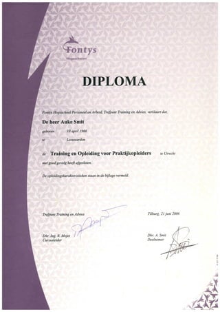 1- Diploma Training and Education for Practial Leaders A.Smit