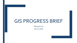 GIS PROGRESS BRIEF
Tianyuan Liu
Jan 22 2016
 