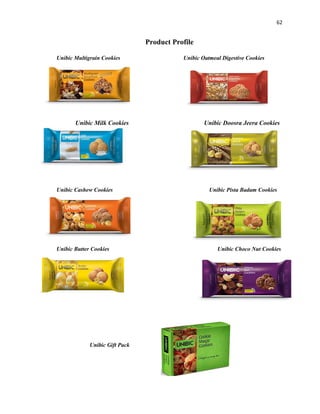 62
Product Profile
Unibic Multigrain Cookies Unibic Oatmeal Digestive Cookies
Unibic Milk Cookies Unibic Doosra Jeera Cookies
Unibic Cashew Cookies Unibic Pista Badam Cookies
Unibic Butter Cookies Unibic Choco Nut Cookies
Unibic Gift Pack
 