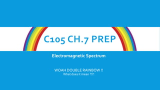 C105 CH.7 PREP
Electromagnetic Spectrum
WOAH DOUBLE RAINBOW !!
What does it mean ?!?!
 