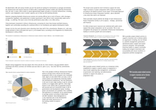 INTRODUCTION
The World Bank, IMF and various funders all over the world are looking for mechanisms to package and develop
the infrastructure and natural resources of Africa with a responsible business models and reporting mechanisms.
Over the next 10 years, Africa needs to spend approximately $94bn annually on essential infrastructure, including
another 7,000 megawatts a year in power capacity, just to keep up with growing demand.
However, preparing bankable infrastructure projects are proving difficult due to lack of finance, skills shortages,
unsupportive regulators, and weaknesses in project governance. Even Africa’s most commercially viable sector –
energy – is suffering. This task is one of the key performance areas (KPA, s) of a PM-U Africa.
China dominates investment in Africa’s infrastructure, accounting for more than Europe and North America
together and comfortably exceeding the combined efforts of all multilateral and regional development banks.
Energy is by far the most attractive sector attracting more than half of the commitments. Between 2011 and 2040,
energy demand in Africa will grow from 590 to 3,100 terawatt-hours, according to the Programme for Infrastructure
Development in Africa (PIDA).
Despite strong engagement from key players like China and the US, there remains a big gap between what’s
committed and what’s received. ICA member pay-outs were $11.4bn in 2013 – less than half the commitments
of $25.3bn.
This is the paradox of African infrastructure finance:
plenty of private-sector interest but few project-
preparation skills to turn prospects into a bankable
state. Again an area where PM-U can play a role to
unlock project cost engineering, financing models
and development programmes. One key bottleneck
is the lack of early stage funding to pay for relevant
studies or to engage public agencies. Early stage
finance is the riskiest with no guarantee projects
will proceed and such investment tends to fall to
governments and development banks. Funding,
grants and donations are available if the credibility
and experience of companies can be demonstrated
to package projects according to World Bank
and IMF standards. Asset Management is
a very important part of the development
model and needs special focus in
the funding models of projects
in Africa.
29.1
9.7
11.9
8.7
18.7
12.7
25.3
11.4
30
20
10
0
2010 2011 2012 2013
(SB)
ICA commitments ICA disbursements
*The mismatch in commitments vs disbursements to infrastructure projects indicates a break in efficiency - lack of bankable projects
Project Preparation improvements required to address the paradox in infrastructure financing
*Most important factors causing bottlenecks in project preparation
Local partner
capacity and
experience
Inaccurate
data
Finance
Corruption
and/or a lack
of transparency
Inadequate
legislative / regulatory
environment
Redtape and
bureaucracy
Institutional
incapacity
Inadequate
offtake
agreements
9.3
10.5
11.5
11.7
16.3
17.4
19.7
3.5
*World Economic Forum
The private sector would be more inclined to support the early
stages of projects if project preparation skills could be increased,
according to the World Economic Forum report ‘A Principled Approach
to Infrastructure Project Preparation Facilities‘, which identifies
5 key areas that need to be improved.
These principles should underlie the design of each Infrastructure
Project Preparation Facility in all its aspects – strategic, operational
and financial.
It’s when private-sector resources are combined with public-sector
support that project preparation can be successful. This in turn
strengthens the prospects for sustainable infrastructure development,
leading to economic growth and social progress.
PM-U provides project-related services as a temporary entity
established to support a specific project or programme it
may include supporting data management, coordination
of governance and reporting, and administrative
activities to support the project or
programme team.
Programme
Strategy
Mobilization Implementation Operations
Project
Definition
Project
Plan
Project
Management
and Control
Project
Close
Programme Management: The coordination and management of the scope, timing
and budget of multiple projects to achieve strategic Programme benefits.
Project Management: The day-to-day planning, organising, directing/managing
and controlling of organisational resources to complete specific project
goals and objectives.
Clear Objectives and Focused Strateg
y
Self-
Sustainable
Financing
Model
ExcellenceinPortfolio
M
anagement Cost-Effec
tiveandValue-Adding
Ad
visoryServices
and Accountability
Stringent Governance
PM-U provides project-related services to
support a business unit or division within
an organisation including, but not limited
to, portfolio management, governance,
operational project support and human
resources utilization. Self-sustainable
financing models to support commodity
trading and stringent Governance and
accountability will ensure excellence in
programme portfolio management.
“PM-Uprovidesproject-relatedservices
tosupportabusinessunitordivision
withinanorganisation”
 