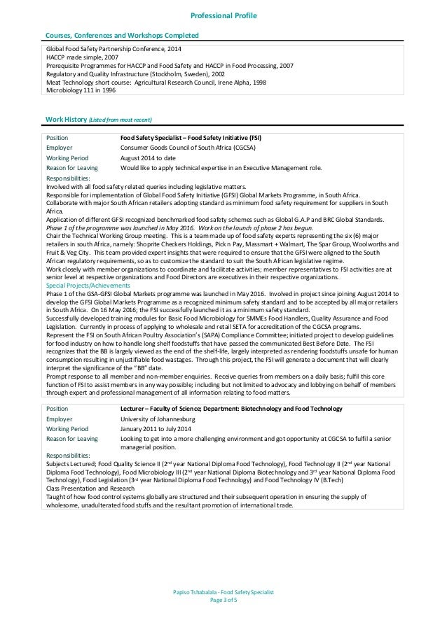 food safety specialist