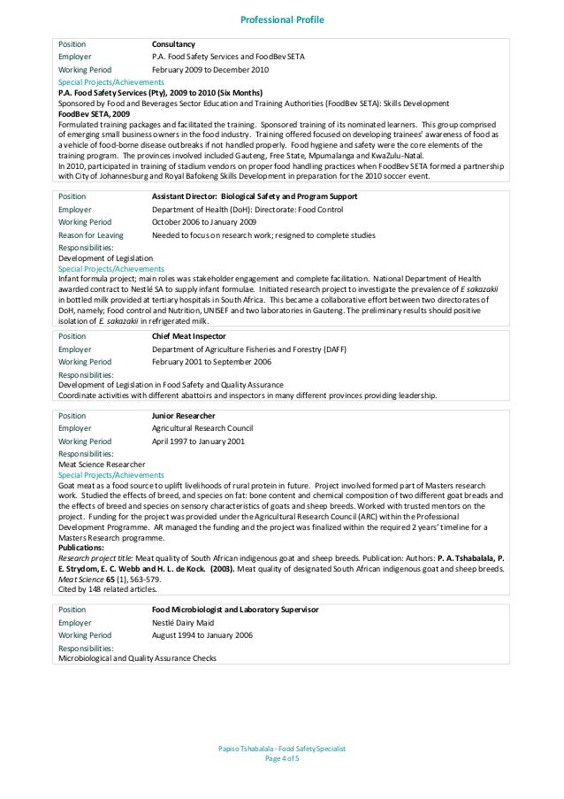 food safety specialist