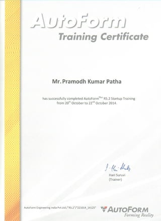 Autoform cert | PDF