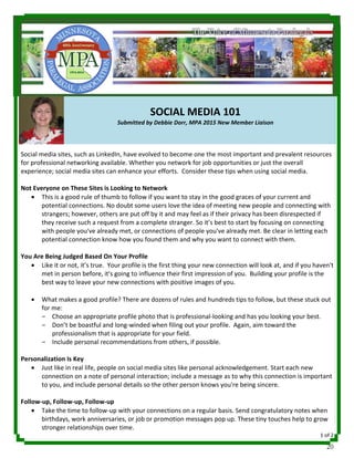 Social media 101 Article April 2015