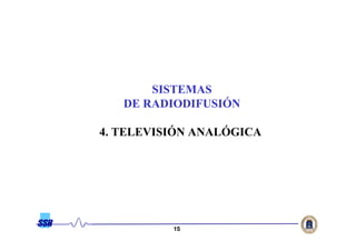 1515
SISTEMAS
DE RADIODIFUSIÓ
4. TELEVISIÓ A ALÓGICA
 