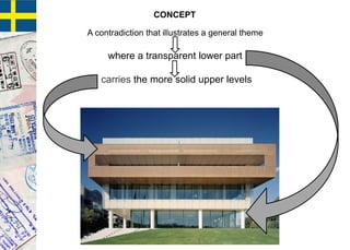 A contradiction that illustrates a general theme
where a transparent lower part
carries the more solid upper levels
CONCEPT
 