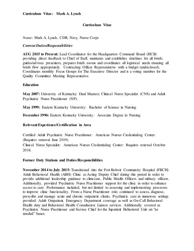 mental health nurse cv
