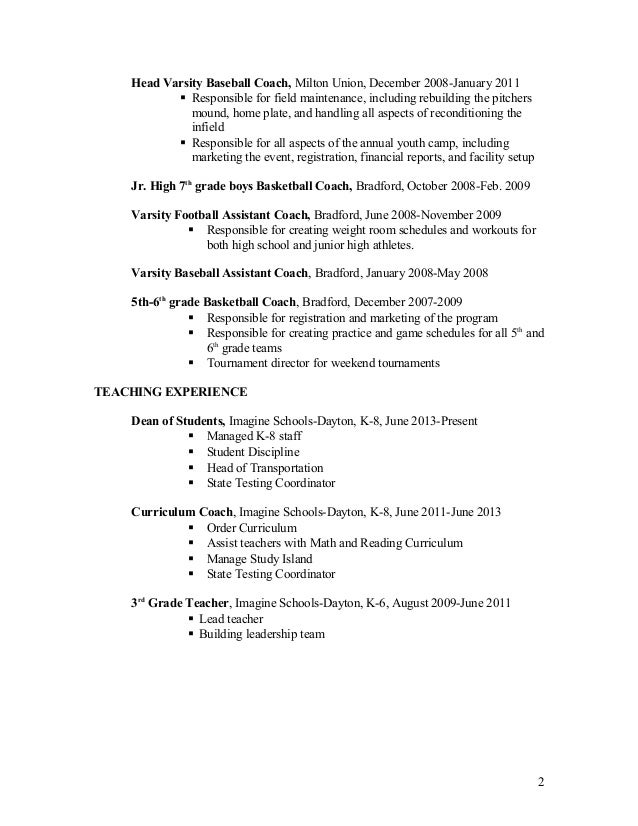 professional athlete resumes