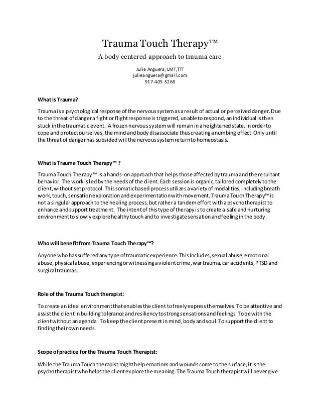 Trauma Touch Therapy Trauma Touch Therapy