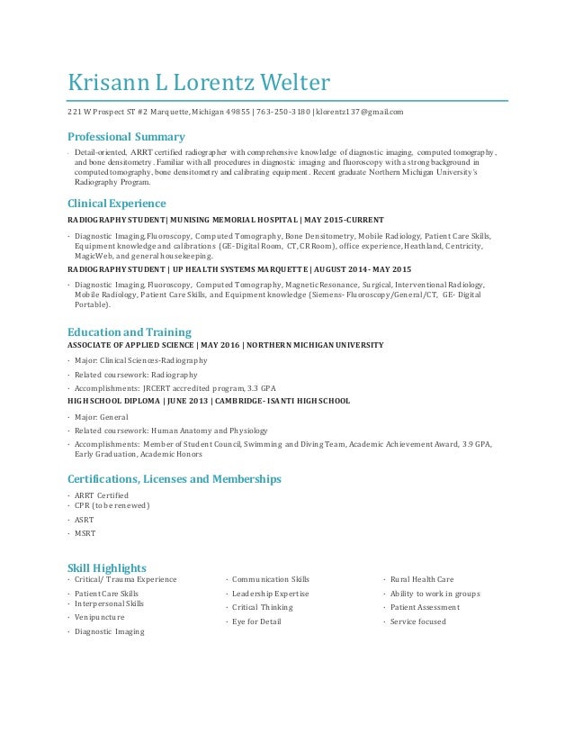 krisann radiography resume