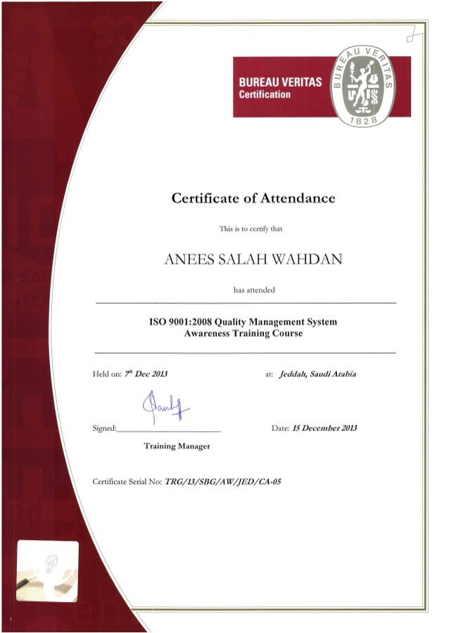 Bureau Veritas Certificate
